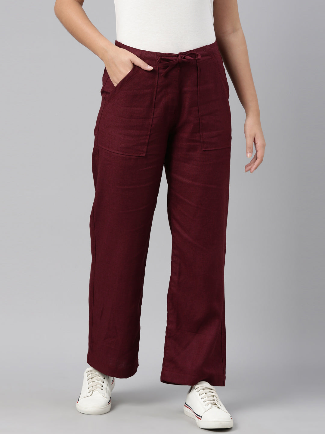 Buy Men's Maroon Relaxed Fit Cargo Trousers Online at Bewakoof